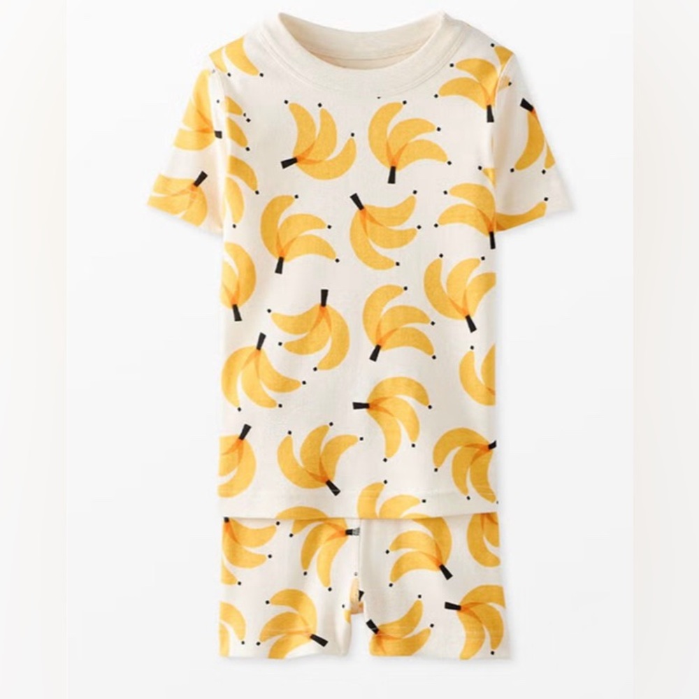 NWOT HANNA ANDERSSON - Banana Organic Cotton Short Sleeve Pajamas - 6-7T